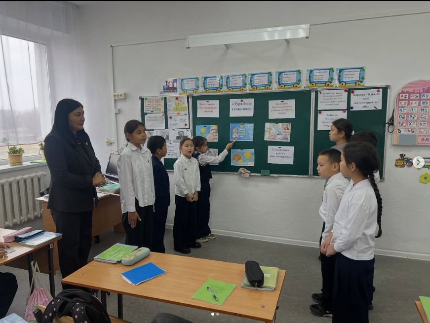 Жетісу облысы, Қаратал ауданы, Жаңаталап орта мектебі, 4 сынып оқушыларымен “Ұлттық валюта-теңге күні”, “Теңге тарихы-жауапкершілік сабағы” тақырыбында сынып сағаты ұйымдастырылды.