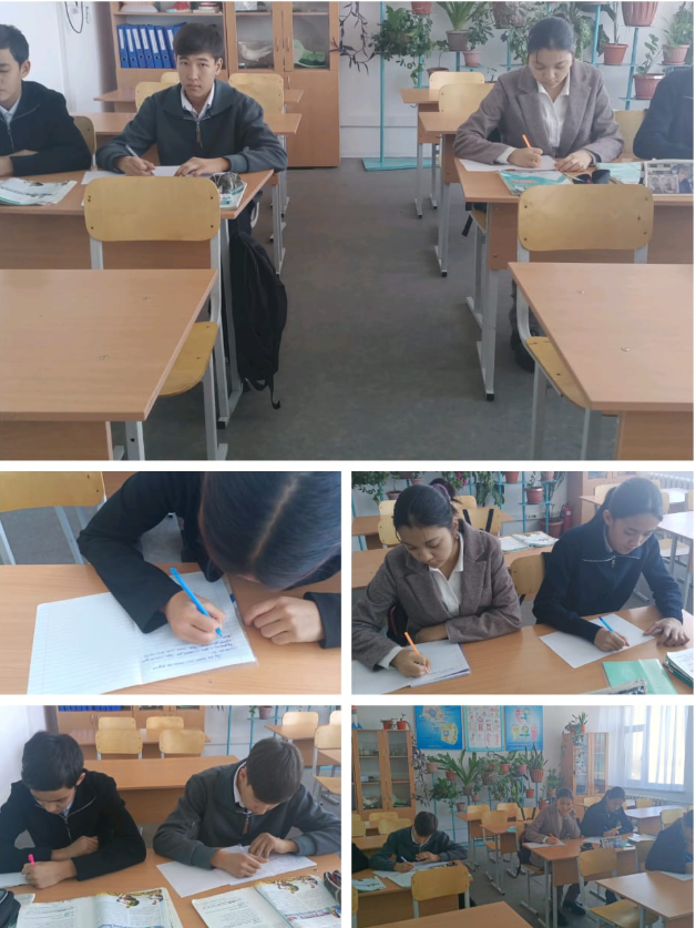 Жетісу облысы, Қаратал ауданы, Жаңаталап орта мектебі, 8 сынып оқушылары «Заң мен тәртіп – бейбітшілік пен әділдікке бастайтын жол» тақырыбында шығарма жазды.